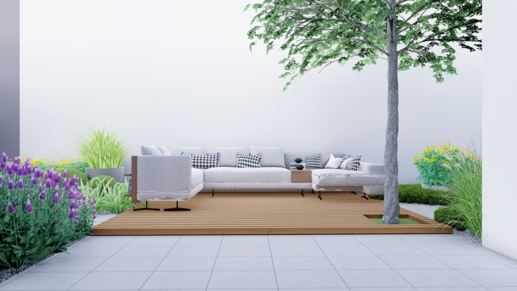 Minimalist modern front elevation landscaping for 1 Kanal house in Sialkot