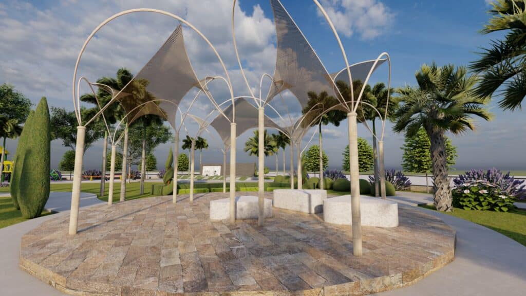 "Urban landscape design at District One Lahore – functional and aesthetic park planning"