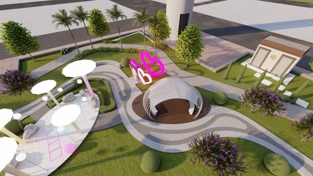 "District One Lahore Park 2 – softscape and hardscape layout for recreational landscaping"