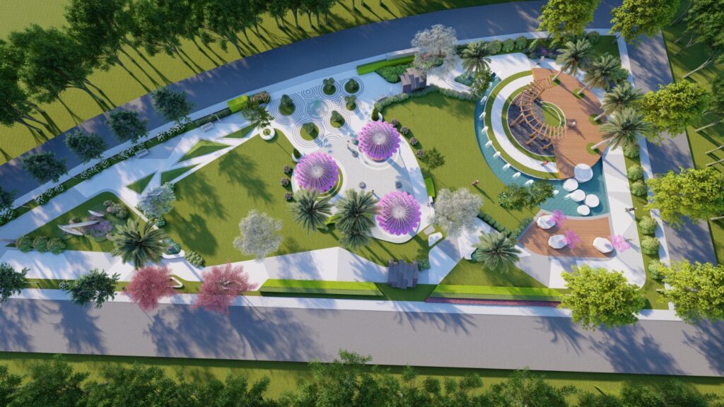 "Entrance landscape of Shalimar Smart City – curated plantation enhancing first impressions"