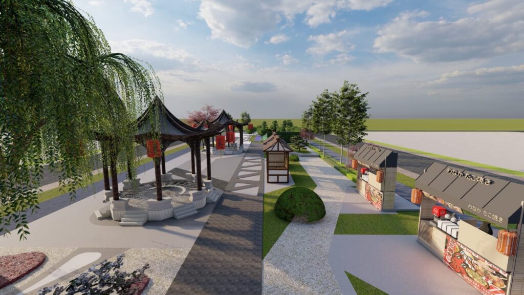 "Green zone planning at Sitara Green City Faisalabad – trees, pathways, and open space design"