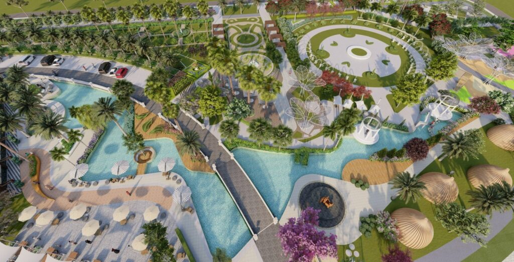 "Landscape architecture for Sitara Green City – structured softscape and hardscape integration"