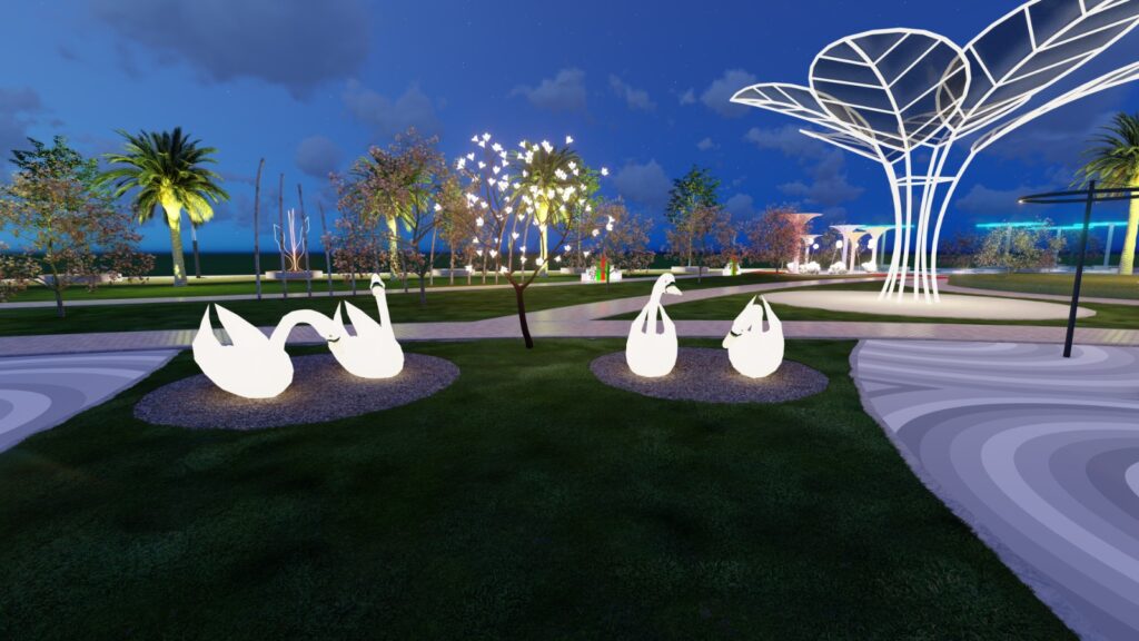 "Glow Park Sargodha – professionally designed recreational landscape with paths and plantations"