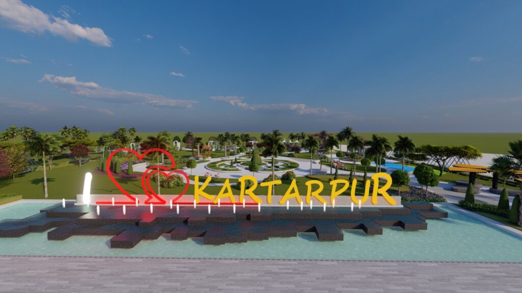 "Kartarpur landscape design – structured green layout enhancing visitor pathways"
