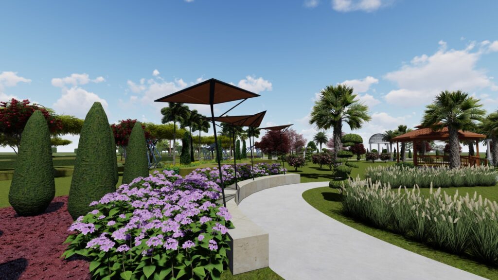 "Kartarpur – thoughtfully designed landscape elements surrounding public access areas"