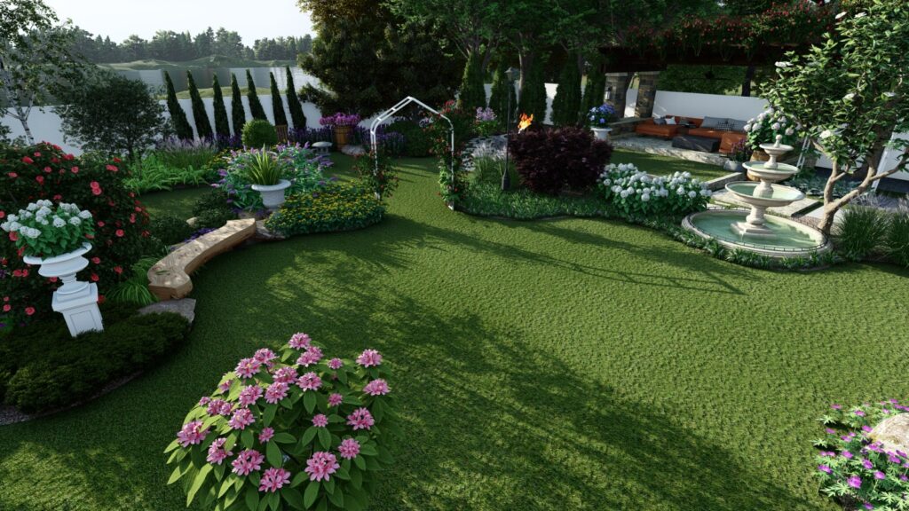 Eco-friendly irrigation and companion planting in farm landscape