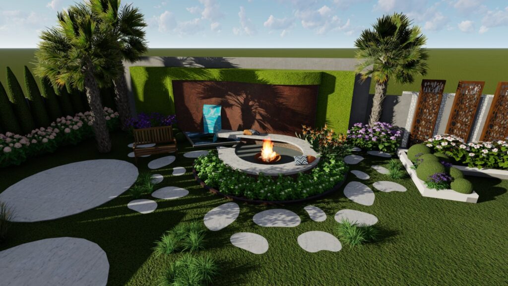 12 Kanal modern residential landscape with wide open lawn and minimalist planting design