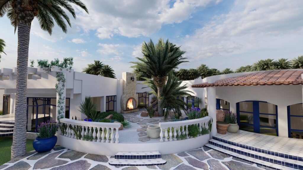 Low-maintenance ranch landscaping with Mediterranean flair and native flora