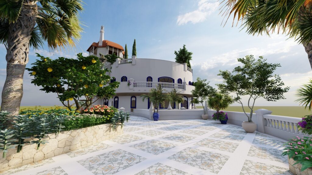 Olive trees and lavender accents in rooftop Mediterranean garden design