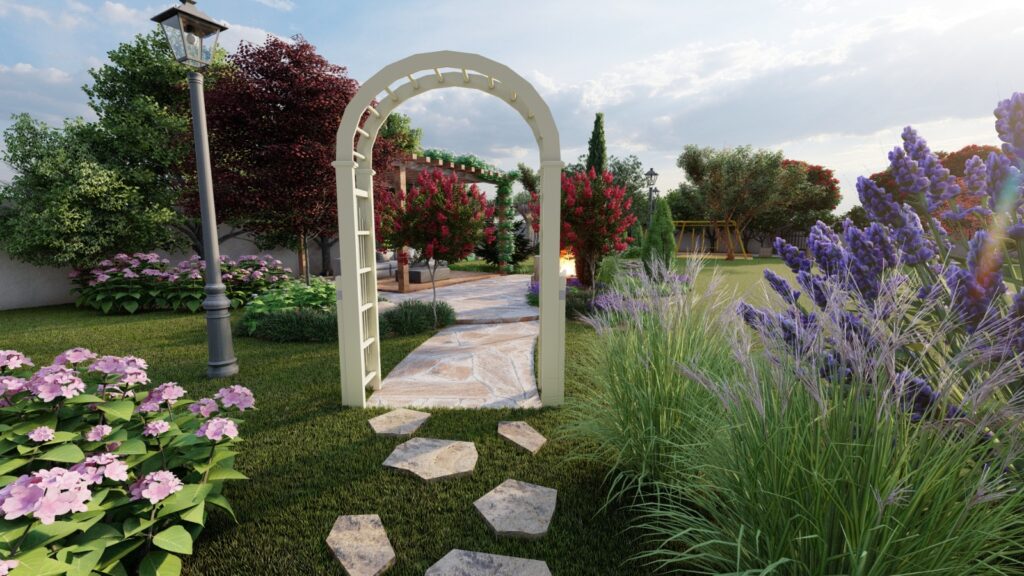 Mr. Haseeb’s outdoor space with quaint English garden landscaping