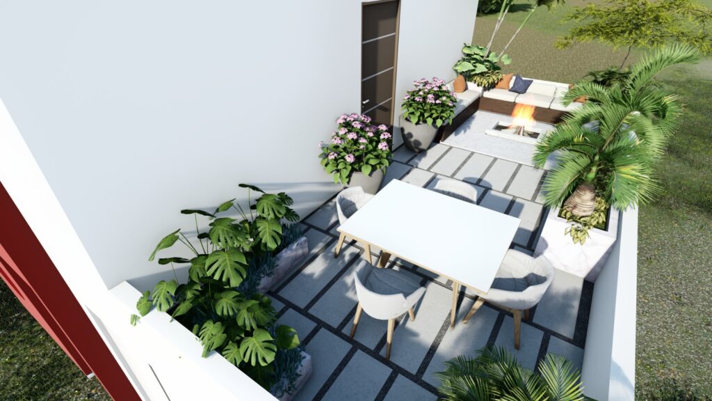 Rooftop garden design in Uganda featuring tropical landscape elements