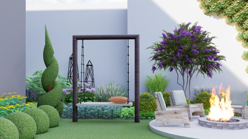 Front yard modern landscaping for 1 Kanal residence in Sialkot using contemporary design elements