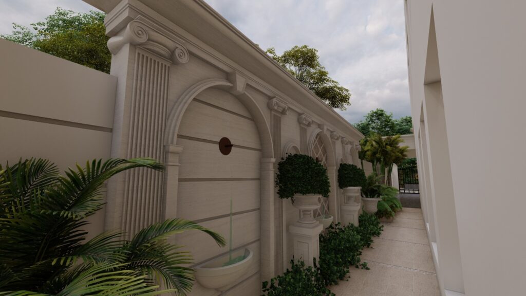 Residential landscape design for Mrs. Sara Zeeshan's home with a modern garden layout