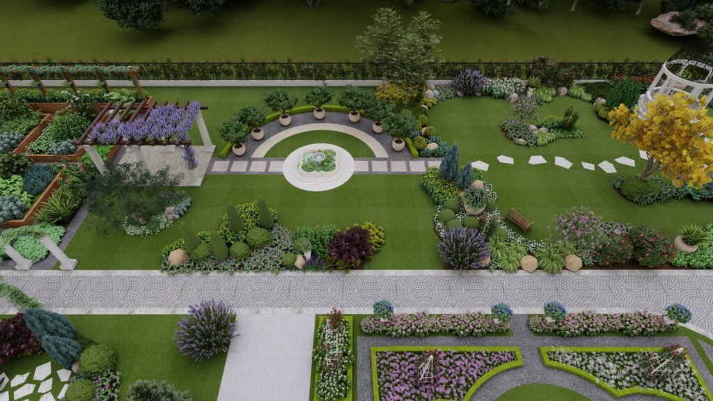 Aerial view of Mr. SM Tariq’s 8 Kanal homestead landscaping at Lake City