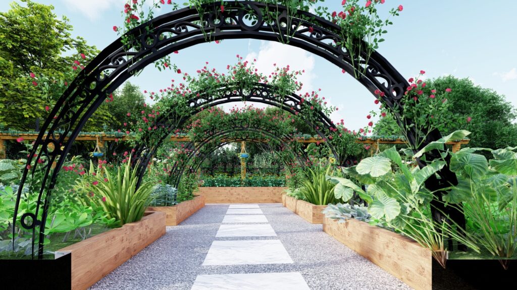 Modern outdoor living space landscaping at Mr. SM Tariq’s homestead