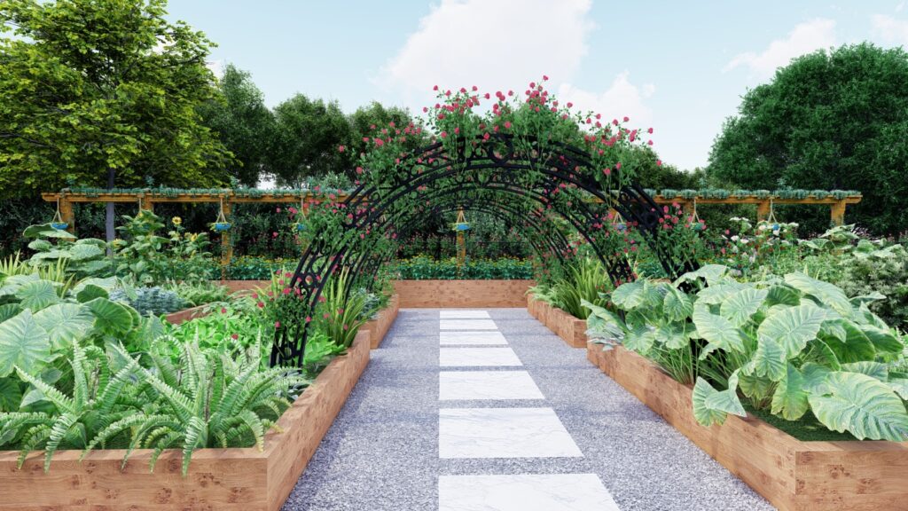 Well-maintained trees and shrubs in Lake City 8 Kanal landscape