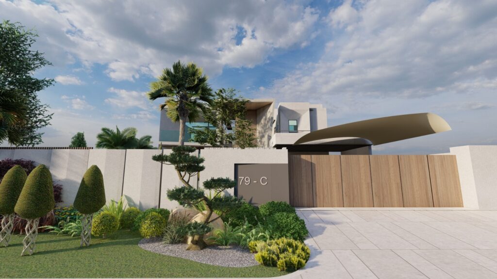 Modern residential landscape design at M Umair’s Model Town home