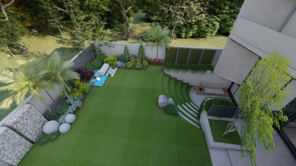 Contemporary garden layout with clean lines – M Umair Model Town