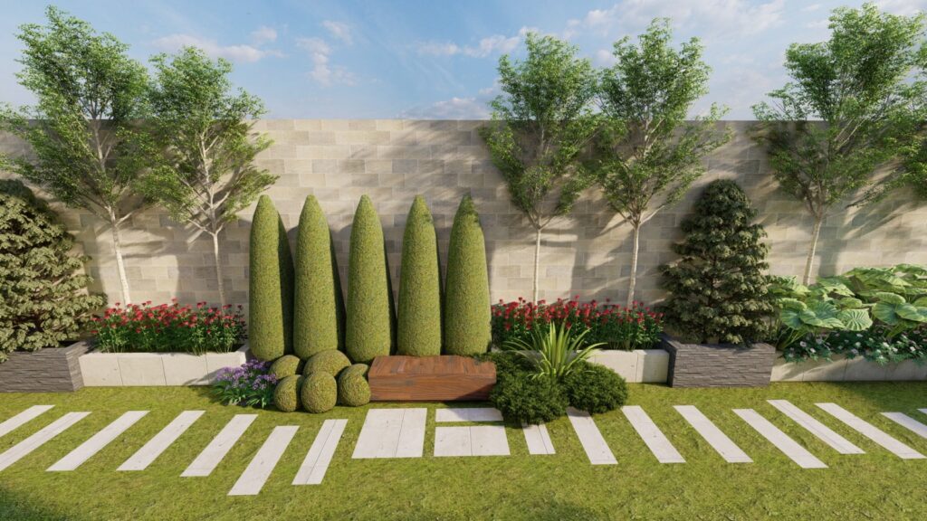 Lush greenery and tropical elements in PH 7 Islamabad landscape