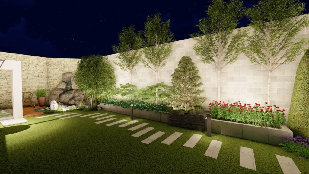 Outdoor tropical oasis design at 141 PH 7 Islamabad property