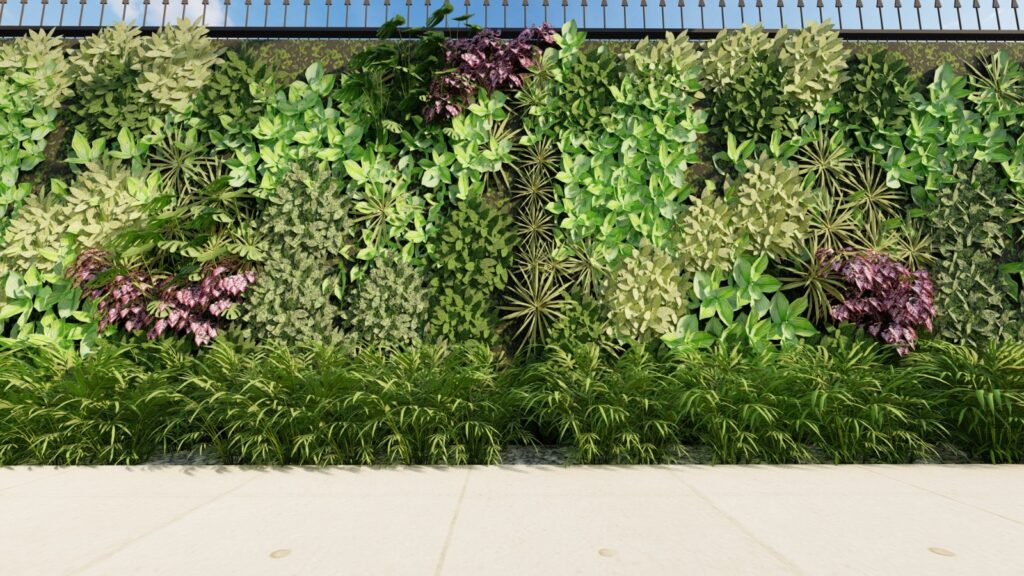 Modern vertical landscaping design for ZRK Islamabad exterior wall