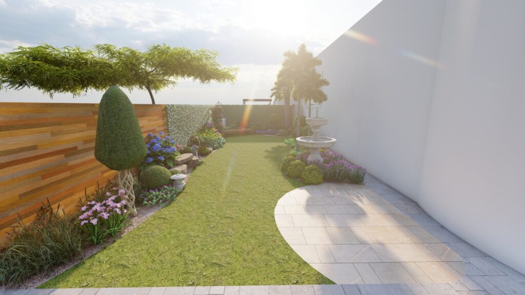 Contemporary patio and garden layout in Islamabad landscape project