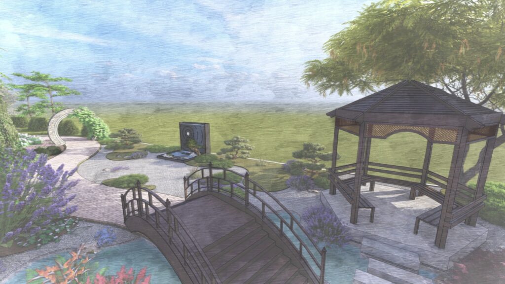 Charming floral arch and layered planting at 40 Kanal farmhouse garden