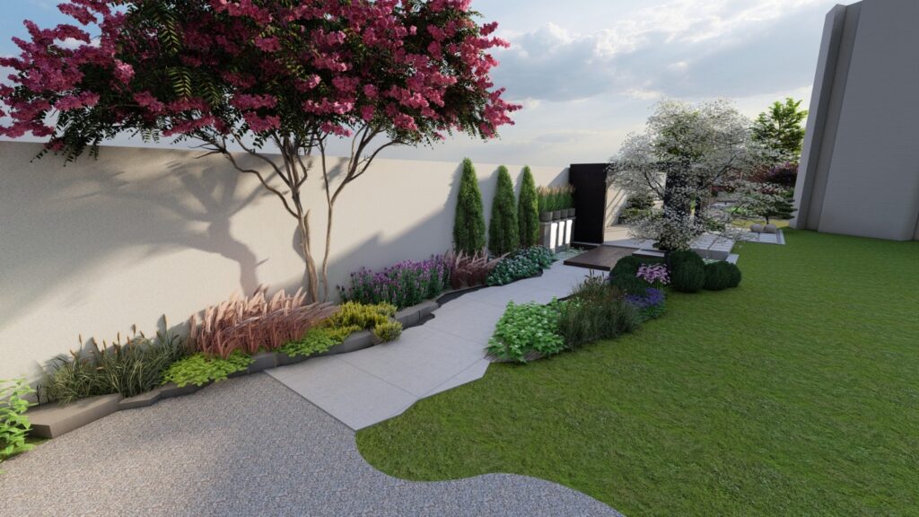 Contemporary garden with geometric layout – Mr. Jawad Lahore project
