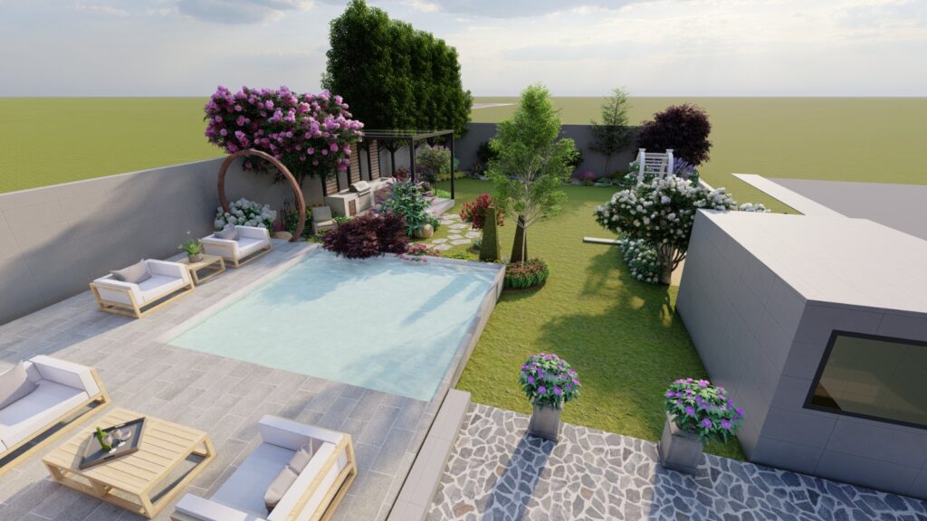 English cottage garden landscape at Mr. Hassan’s residence in Islamabad