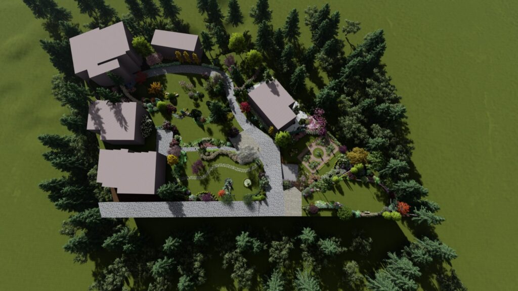 Colorful blooms and classic foliage in English-style garden at Sher Bagla Murree