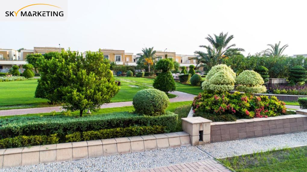 Landscape architecture elements in Dream Gardens Lahore commercial execution