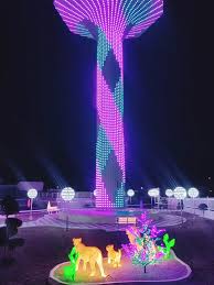 Landscape execution at Faisal Hills Glow Park featuring illuminated pathways and vibrant planting